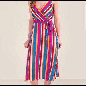 Blue rain colorful striped dress